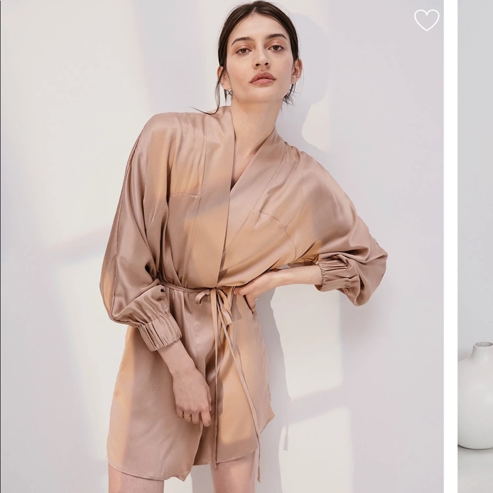 Lunya washable silk robe xs s OTIUM TAN